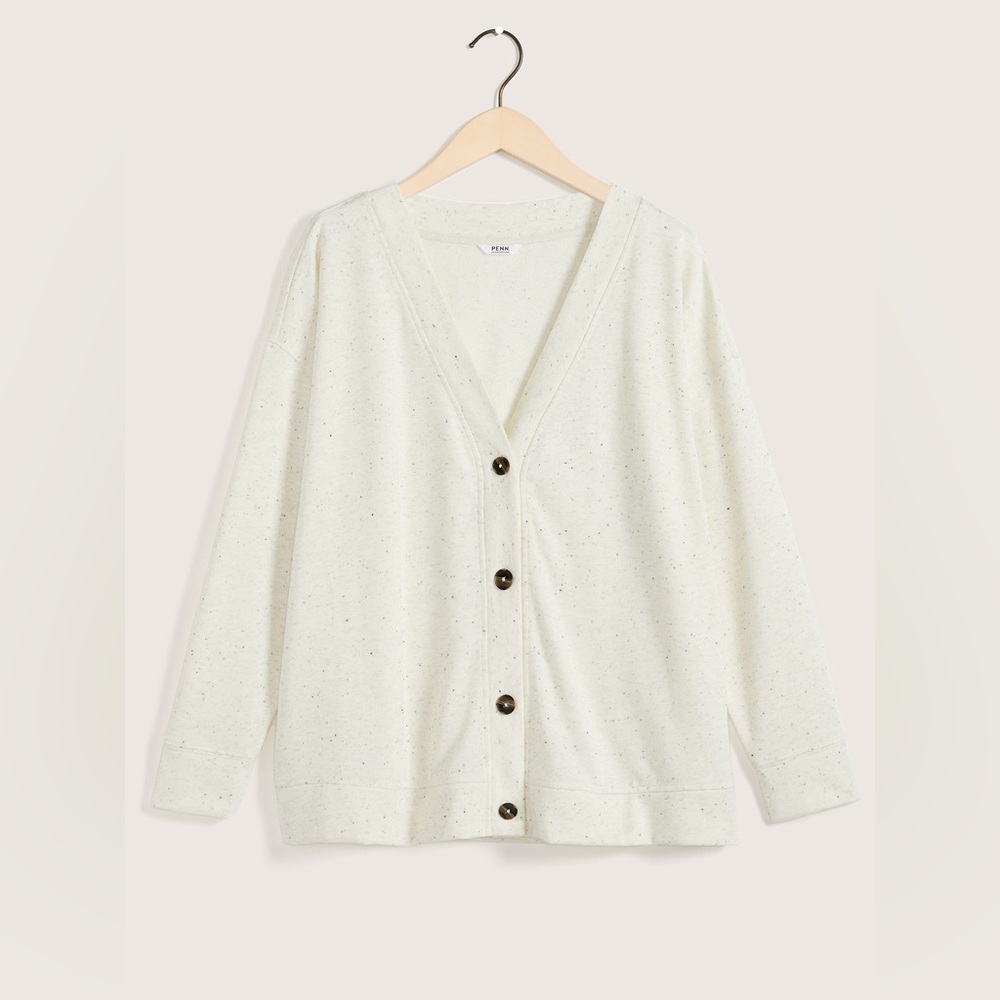 Penningtons White Speckled Buttoned Cardigan - NWT